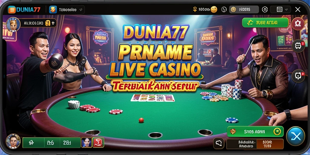 Tampilan gameplay Live Casino yang mendebarkan di DUNIA77.