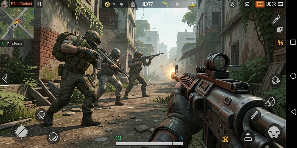 Tampilan gameplay menarik dari IDR77 dengan aksi tembak-menembak intens.