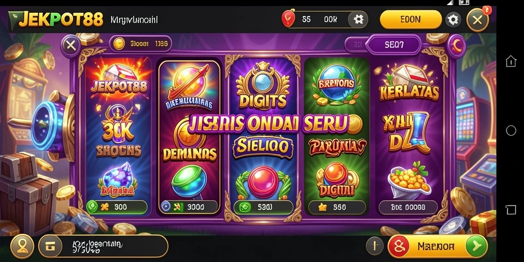 Tampilan gameplay seru dari JEKPOT88 yang penuh warna dan interaktif.