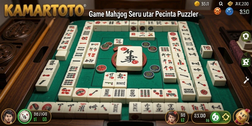Screenshot gameplay KAMARTOTO menampilkan papan Mahjong yang penuh warna.