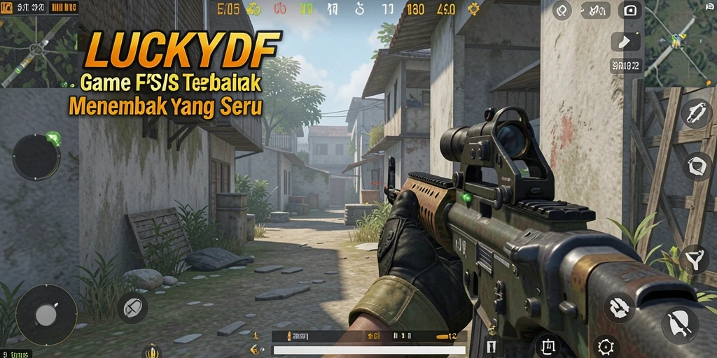 Tampilan menegangkan dari gameplay FPS LUCKYDF yang menghibur.