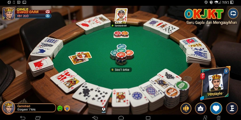 Screenshot gameplay OKJKT menampilkan suasana seru permainan Gaple.