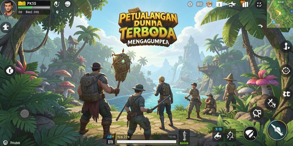 Screenshot gameplay PK55 menampilkan eksplorasi dunia terbuka yang epik.